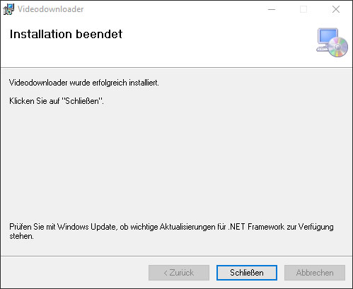 Bild Installation erfolgreich abgeschlossen – Schritt 5